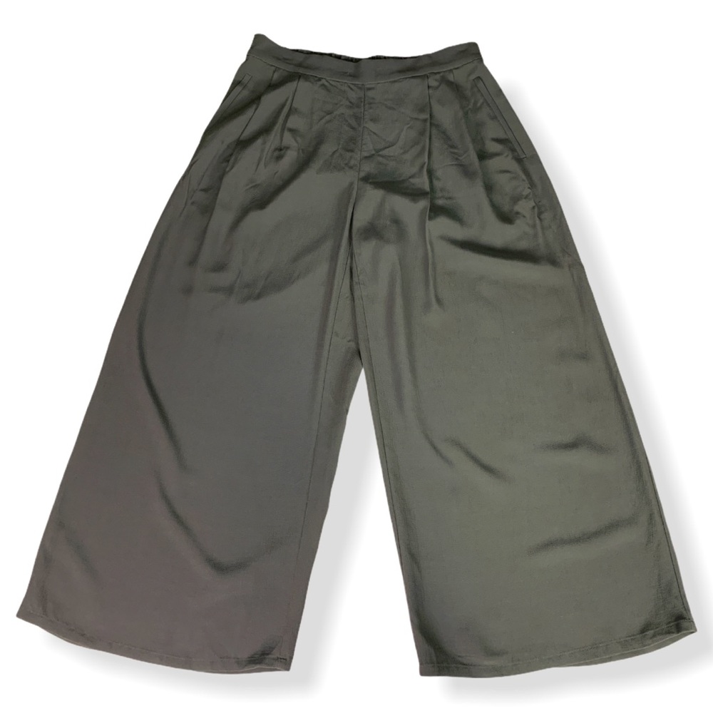 Eileen Fisher Gray Wide Leg Cropped Trouser Pants